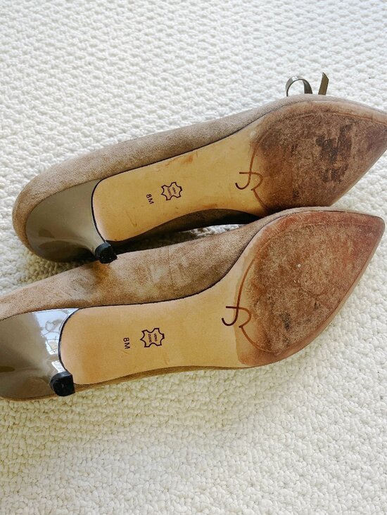 Joan & David Tan Suede Bow Kitten Heels 8M - Picture 5 of 5